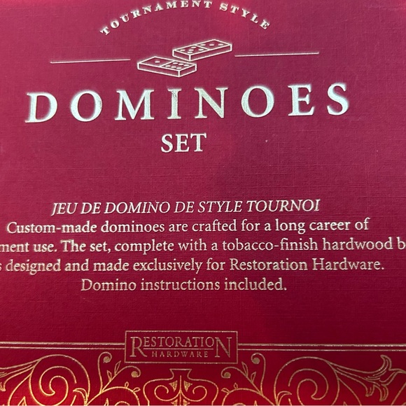 Restoration Hardware NIB Dominoes Set beautifully stored in a Mahogany Box - Picture 2 of 11